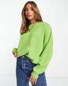 Asos Design Oversized Sweater In Rib In Green