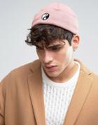 Asos Mini Fisherman Beanie With Yin And Yang Embroidery - Pink