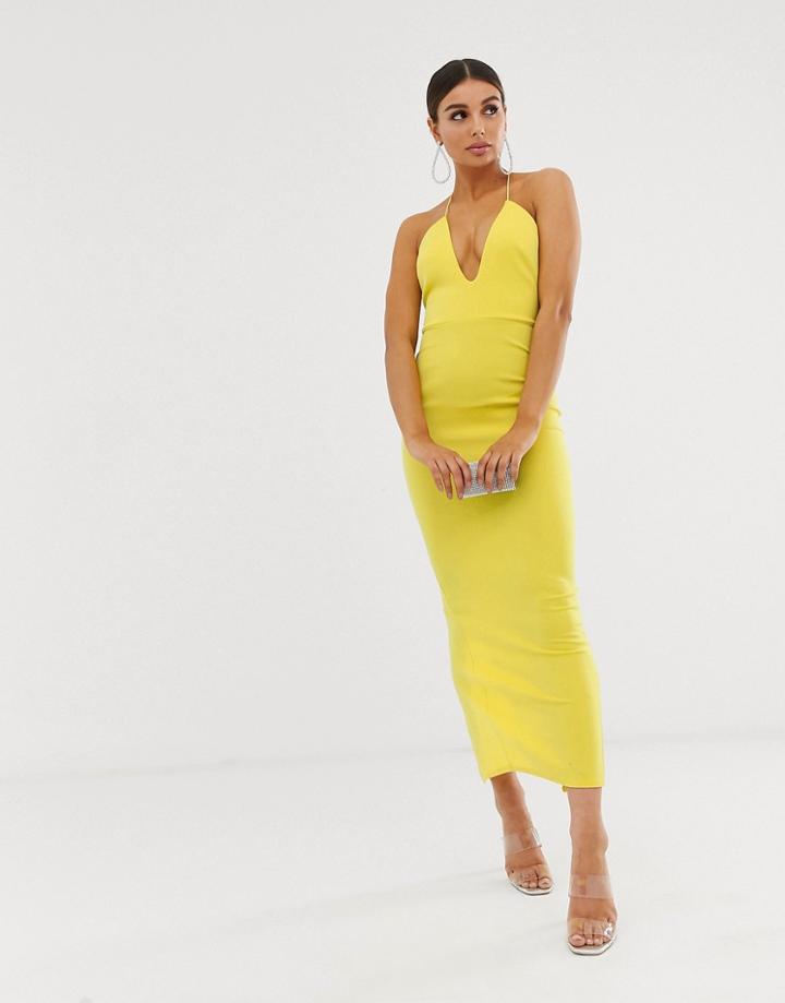 Asos Design T Bar Back Detail Maxi Dress-yellow