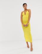 Asos Design T Bar Back Detail Maxi Dress-yellow
