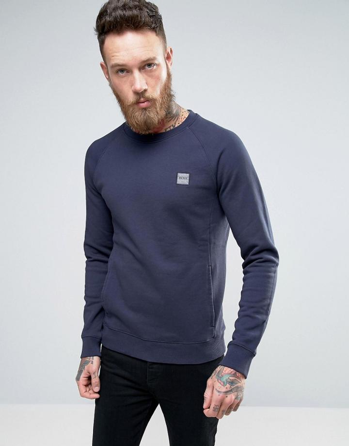 Boss Orange By Hugo Boss Crew Neck Sweatshirt In Navy - Navy