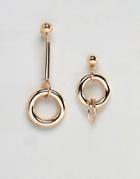 Monki Asymetric Drop Circle Earrings - Gold