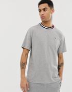 Tommy Hilfiger Crew Neck T-shirt With Icon Neck Detail In Gray - Gray