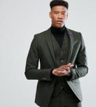 Gianni Feraud Tall Slim Fit Green Donnegal Wool Blend Suit Jacket - Green