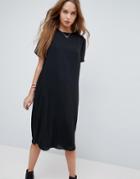 Asos Sheer Shift Midi Dress - Black
