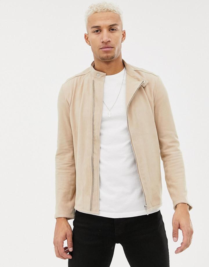 Religion Suede Racer Jacket-gray