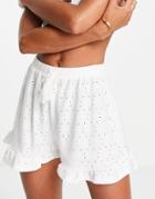 New Look Eyelet Beach Shorts In White