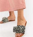 Asos Design Vintage Wide Fit Bow Flat Sandals - Cream
