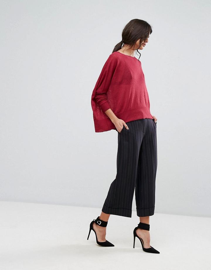 Sisley Wide Leg Cropped Stripe Pant - Black