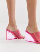 Public Desire Maliboo Pink Clear Wedge Mule - Pink