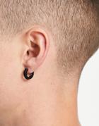 Asos Design Hoop Earrings With Pave Detail In Matte Black