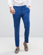 Asos Wedding Skinny Suit Pant In Blue Micro Texture - Blue