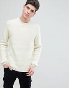 Mango Man Ribbed Wool-blend Sweater In Ecru - White