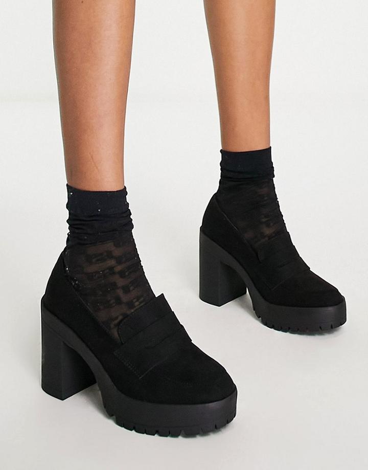 London Rebel Chunky Platform Loafers In Black