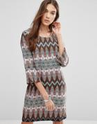 Blend She Delia Zig Zag Print A-line Dress - Multi