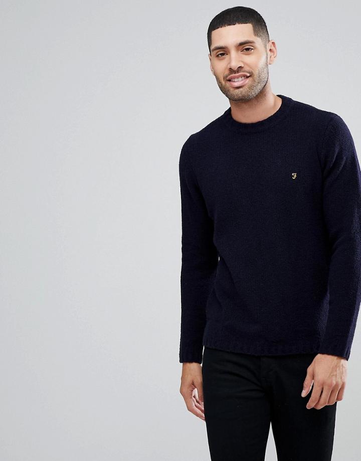 Farah Harley Slim Fit Textured Knitted Sweater In Navy - Navy