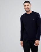 Farah Harley Slim Fit Textured Knitted Sweater In Navy - Navy