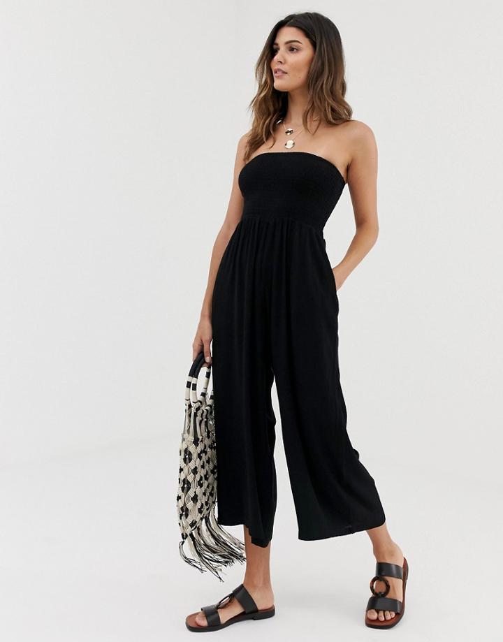 Miss Selfridge Sheered Bandeau Jumpsuit - Black