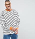Asos Tall Striped Oversized Sweatshirt In Black & White - Black