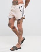 Asos Runner Swim Shorts In Pink With Contrast Mesh In Short Length - Pink