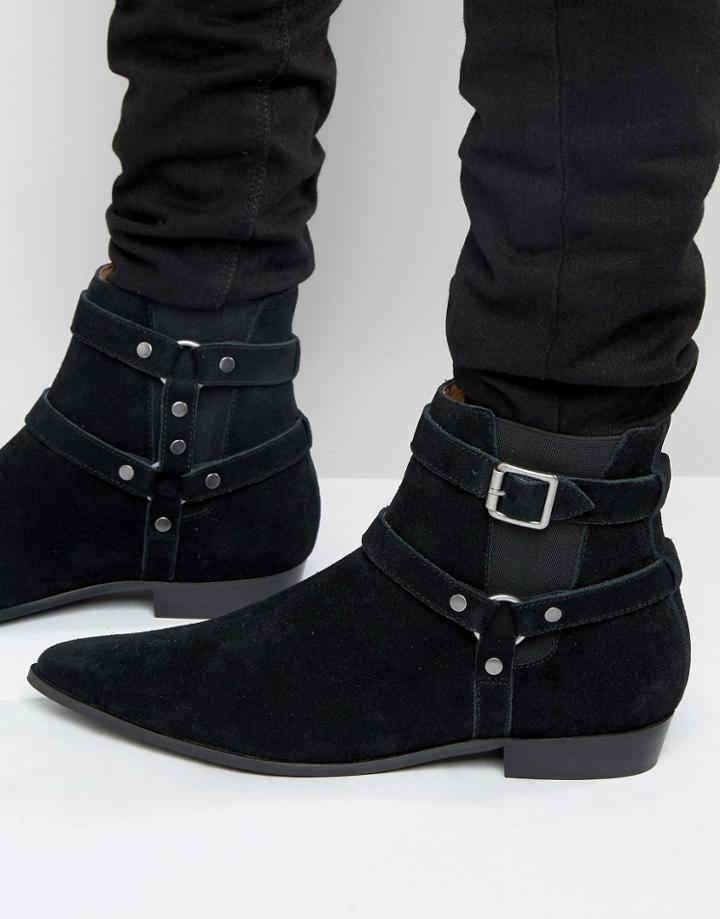 Religion Belter Suede Boots - Black