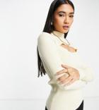M Lounge Fitted Sweater With Cut-out Detail-white
