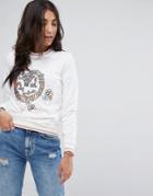 Brave Soul Dragon Embroidered Sweatshirt - Cream