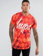 Hype Logo T-shirt In Fire Print - Orange