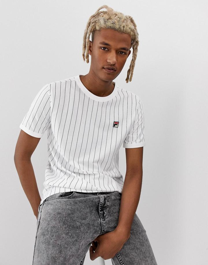 Fila Guilo Striped T-shirt In White - White