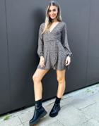 Pull & Bear Ballerina Mini Wrap Dress In Beige Spot Print-multi