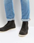 Asos Lace Up Boots In Gray Suede With White Wedge Sole - Gray