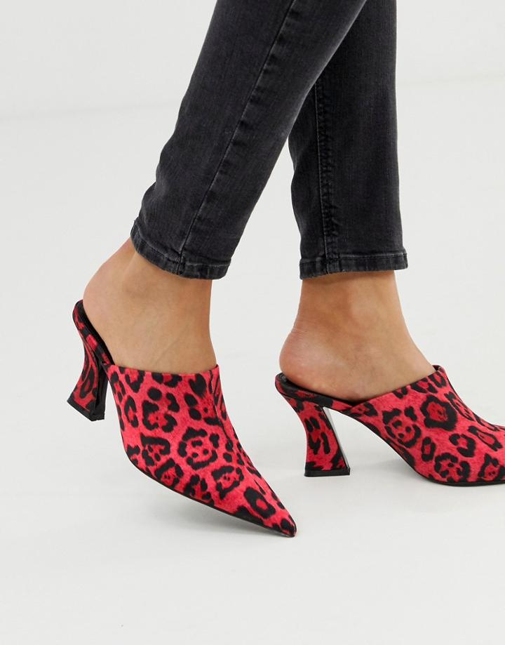 Asos Design Skye Block Heeled Mules In Pink Leopard-multi