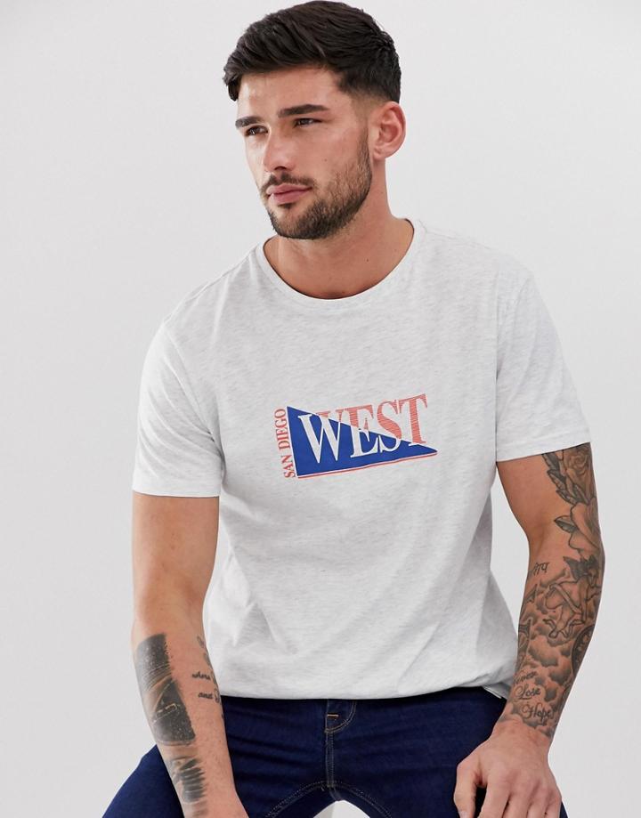 New Look Oversized T-shirt With San Diego Print In Gray Marl - Gray
