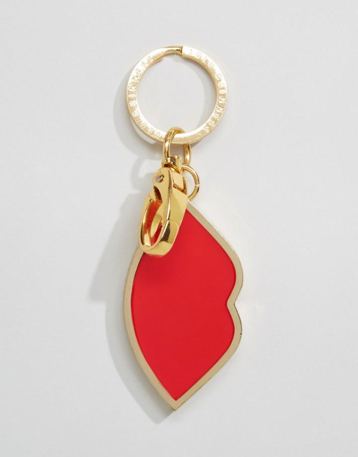 Lulu Guinness Enamel Lip Keyring - Red