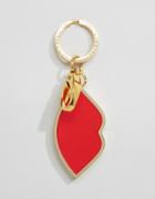 Lulu Guinness Enamel Lip Keyring - Red