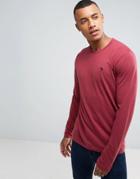 Abercrombie & Fitch Long Sleeve Top Slim Fit Pop Icon Crew Neck In Dark Red - Red