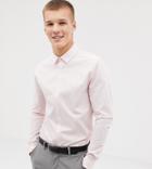 Asos Design Tall Skinny Shirt With Collar Detail-pink