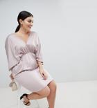 Asos Design Curve Exclusive Kimono Plunge Mini Dress - Pink