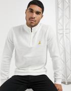 Brave Soul Half Zip Logo Sweater In Cream-white