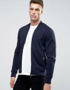 Armani Jeans Sweat Bomber Jacket With Back Eagle Logo In Navy - Navy