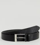 Asos Plus Smart Slim Belt In Black Leather With Saffiano Emboss - Black