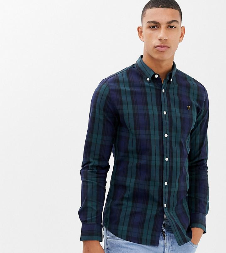 Farah Check Shirt In Navy Exclusive At Asos