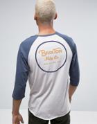 Brixton Wheeler 3/4 Sleeve T-shirt With Back Print - White