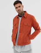 Asos Design Western Denim Jacket In Burnt Orange - Orange