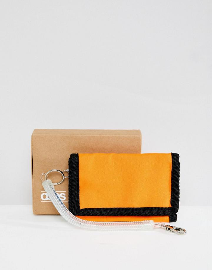 Asos Design Vintage Inspired Wallet In Orange And Black - Purple