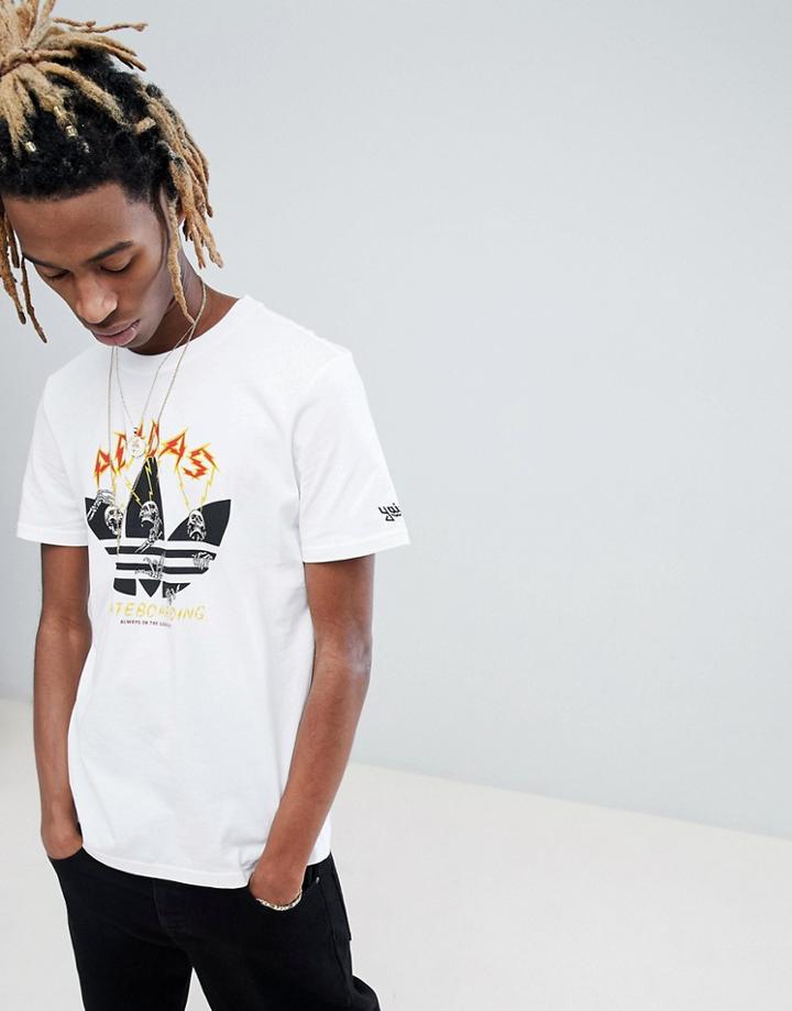 Adidas Skateboarding Shock Print T-shirt In White Cf3121 - Black