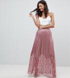 Little Mistress Tall Lace Pleated Maxi Skirt - Pink