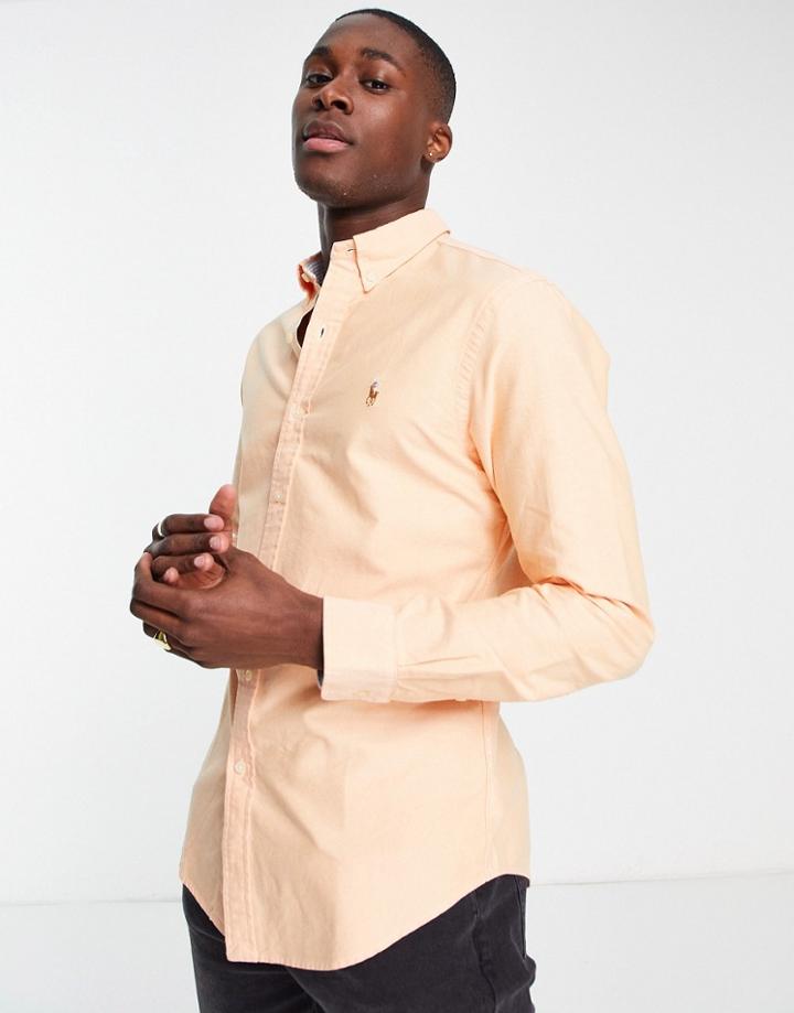 Polo Ralph Lauren Icon Logo Slim Fit Oxford Shirt In Orange