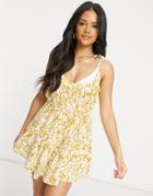 Influence Rope Tie Cami Floral Beach Dress-yellow