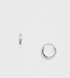 Asos Design Sterling Silver Hoop Earrings With Twisted Detail - Silver